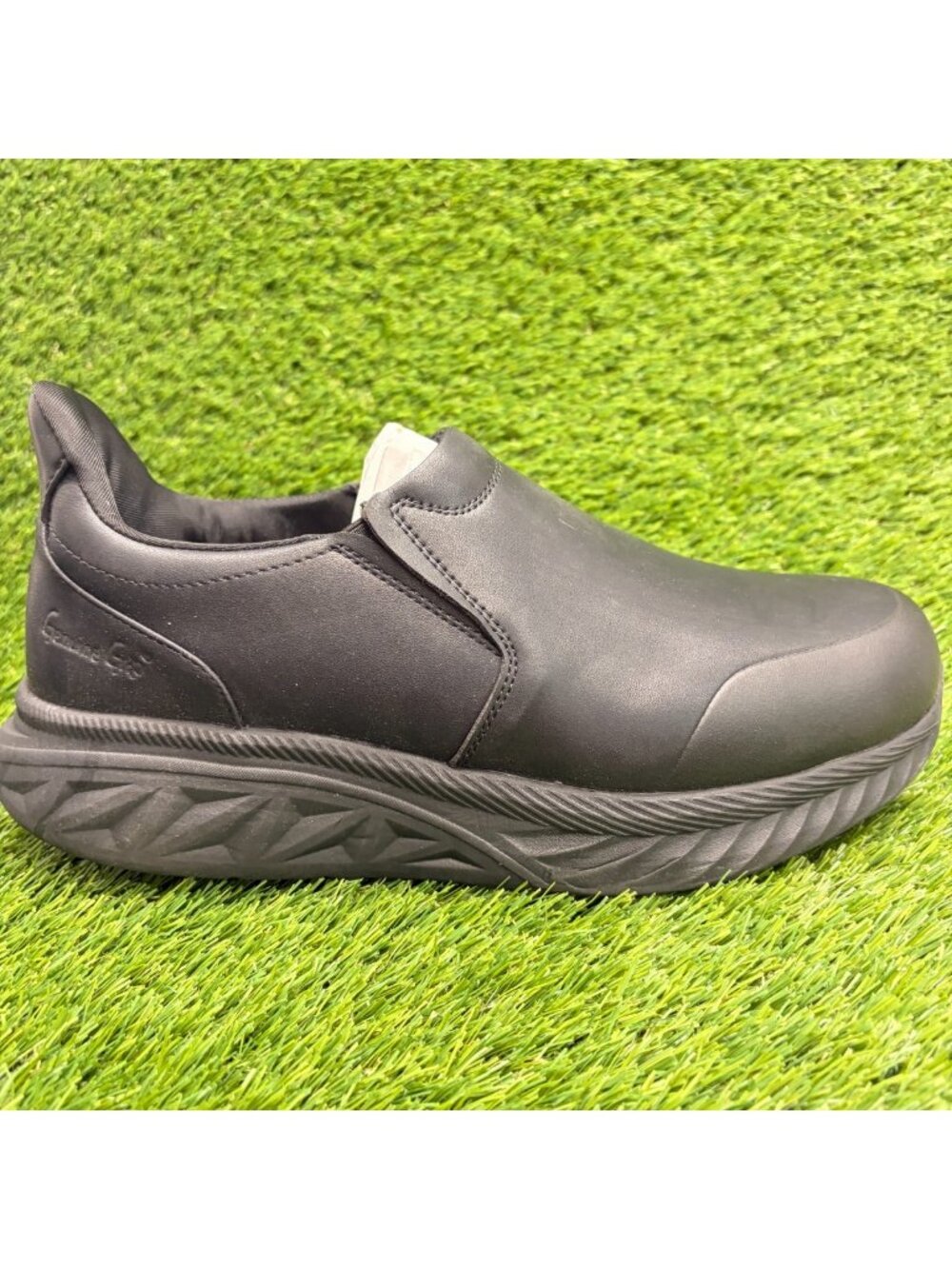 Genuine Grip 1400 Mens Size 12 Black Leather Slip-Resistant Safety Work Shoes